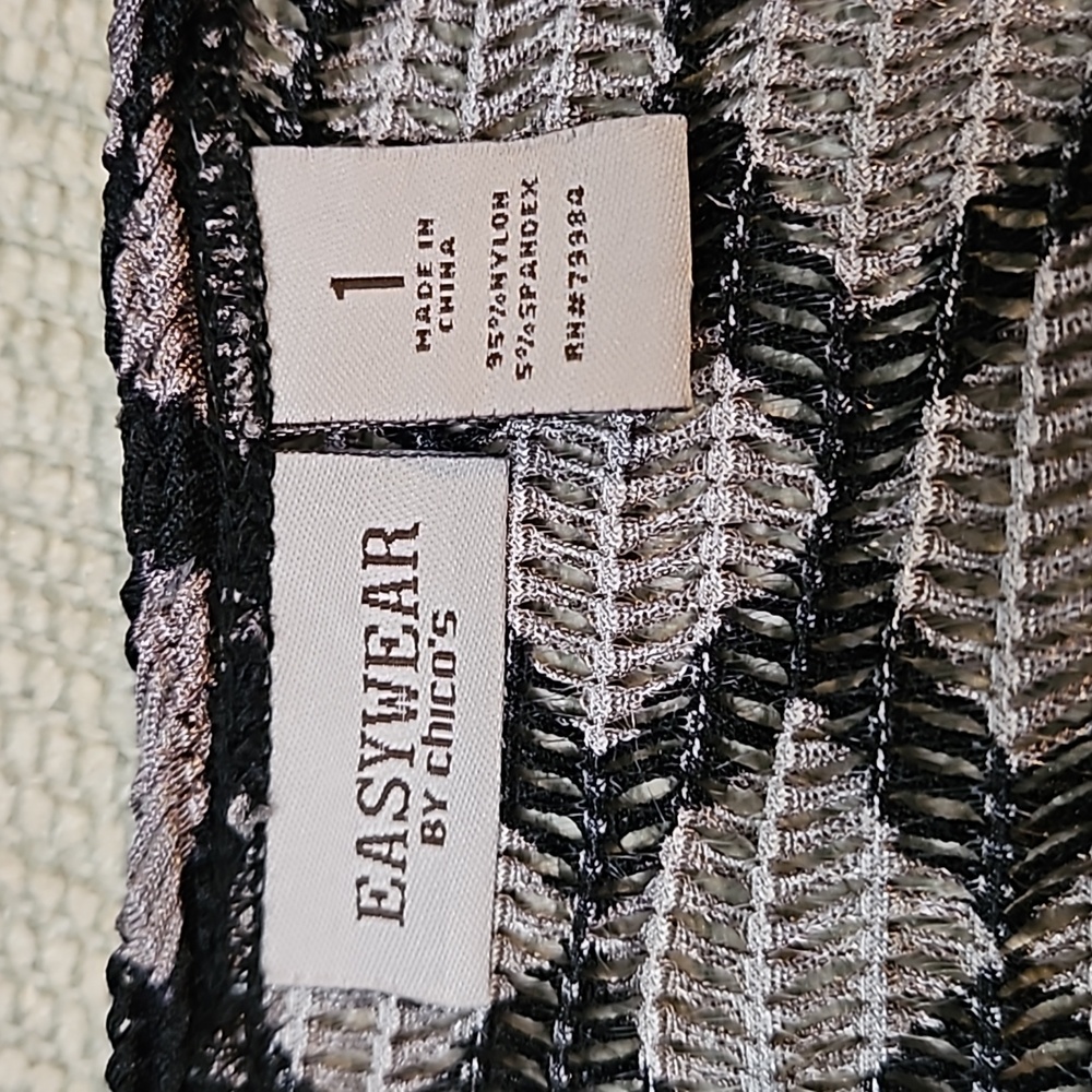 Chicos Easywear Cardigan Open Front Long Sleeve Women M / Chicos 1 Black Taupe - Picture 4 of 8